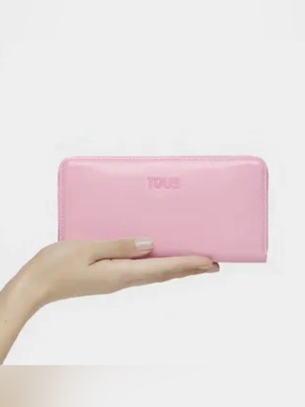 TOUS Pink Leather Zip Wallet